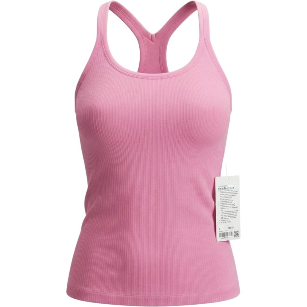 Lululemon Ebb to Street Tank Women 6 Pink Peony Ribbed Racerback Yoga Top NEW